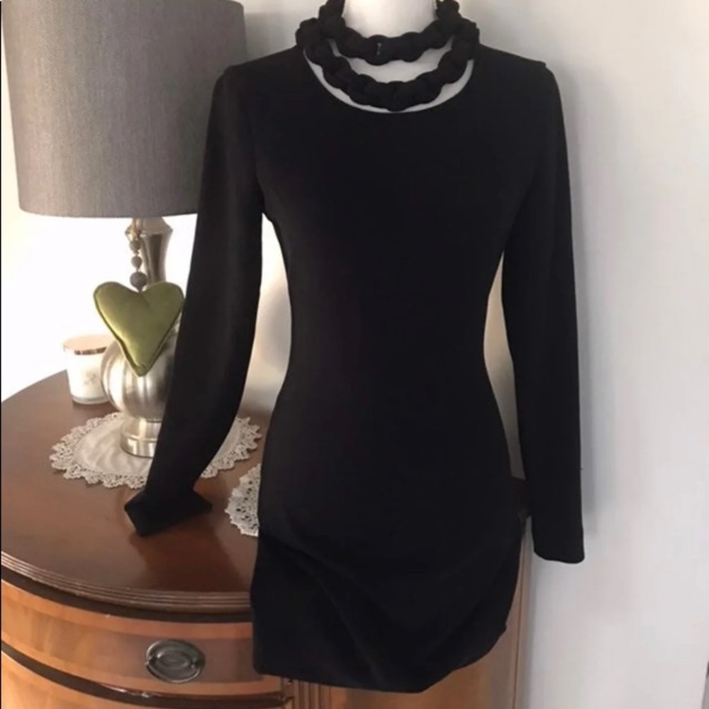SOLD black crepe dress ornate collar by Diane Von Furstenburg sz XS 2 - Picture 14 of 14